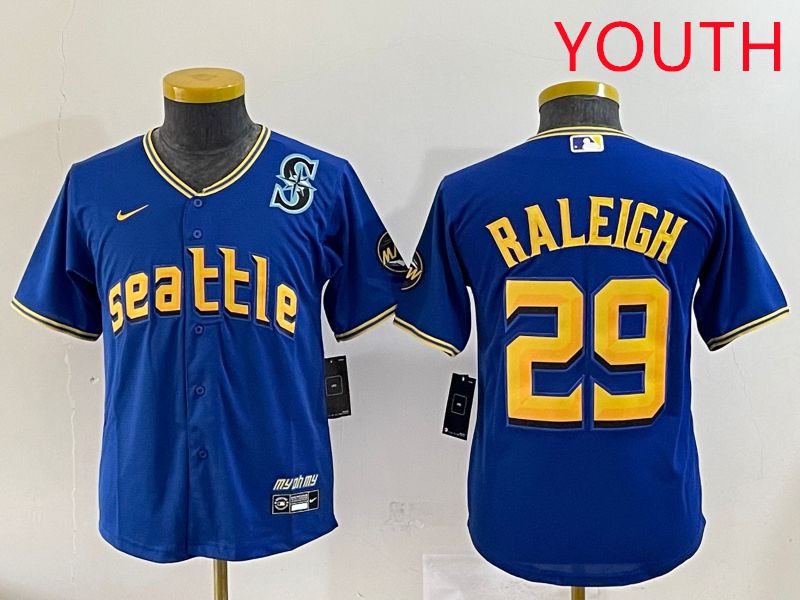 Youth Seattle Mariners #29 Raleigh Blue City Edition 2025 Nike MLB Jersey style 6->youth mlb jersey->Youth Jersey